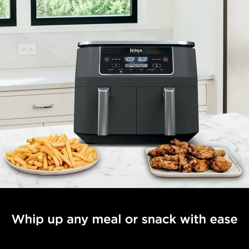 Ninja DZ201 Foodi 8 Quart 6-in-1 DualZone 2-Basket Air Fryer with 2 Independent Frying Baskets, Match Cook & Smart Finish