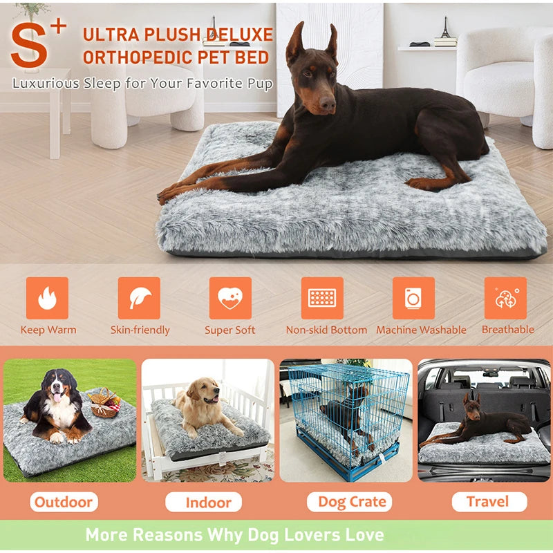 Pet Deluxe Plush Bed Dog Crate Kennel Bed Cat Sleeping Floor Mat Winter Warm Non-slip Sofa Cushion for Small Medium Large Dogs