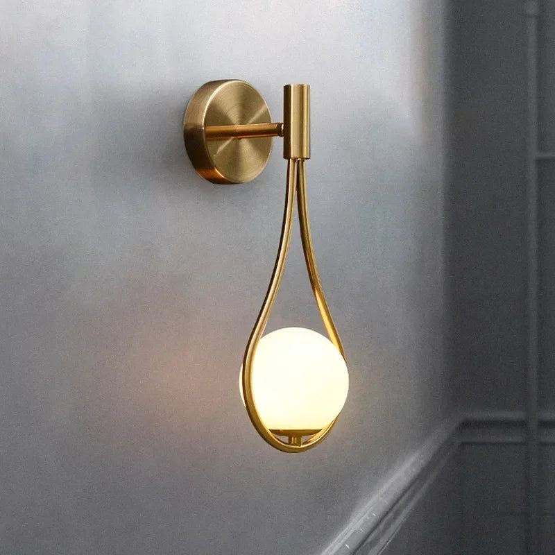 Modern Wall Light Glass Ball Luxury Gold Sconce Living Room Bedroom Bedside Indoor Decor Lamp Aisle Staircase Nordic Wall Mount