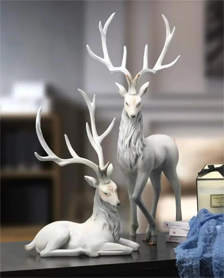 High-End Deer Statue Reindeer Statue Resin Elk Sculpture Living Room Luxury Home Decor Nordic Desktop Accessories New