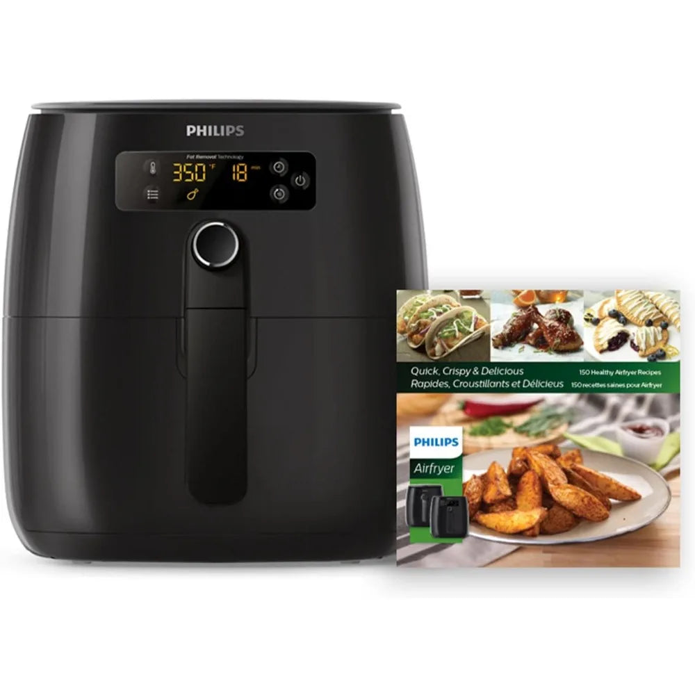 Kitchen Appliances Premium Digital Airfryer with Fat Removal Technology + Recipe Cookbook, 3 qt, Black, HD9741/99, X-Large