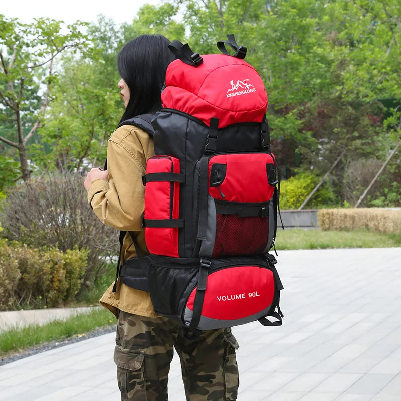 Outdoor 90L Backpack Hiking Camping Large Capacity Women Men Waterproof Backpacks Travel Luggage Bag