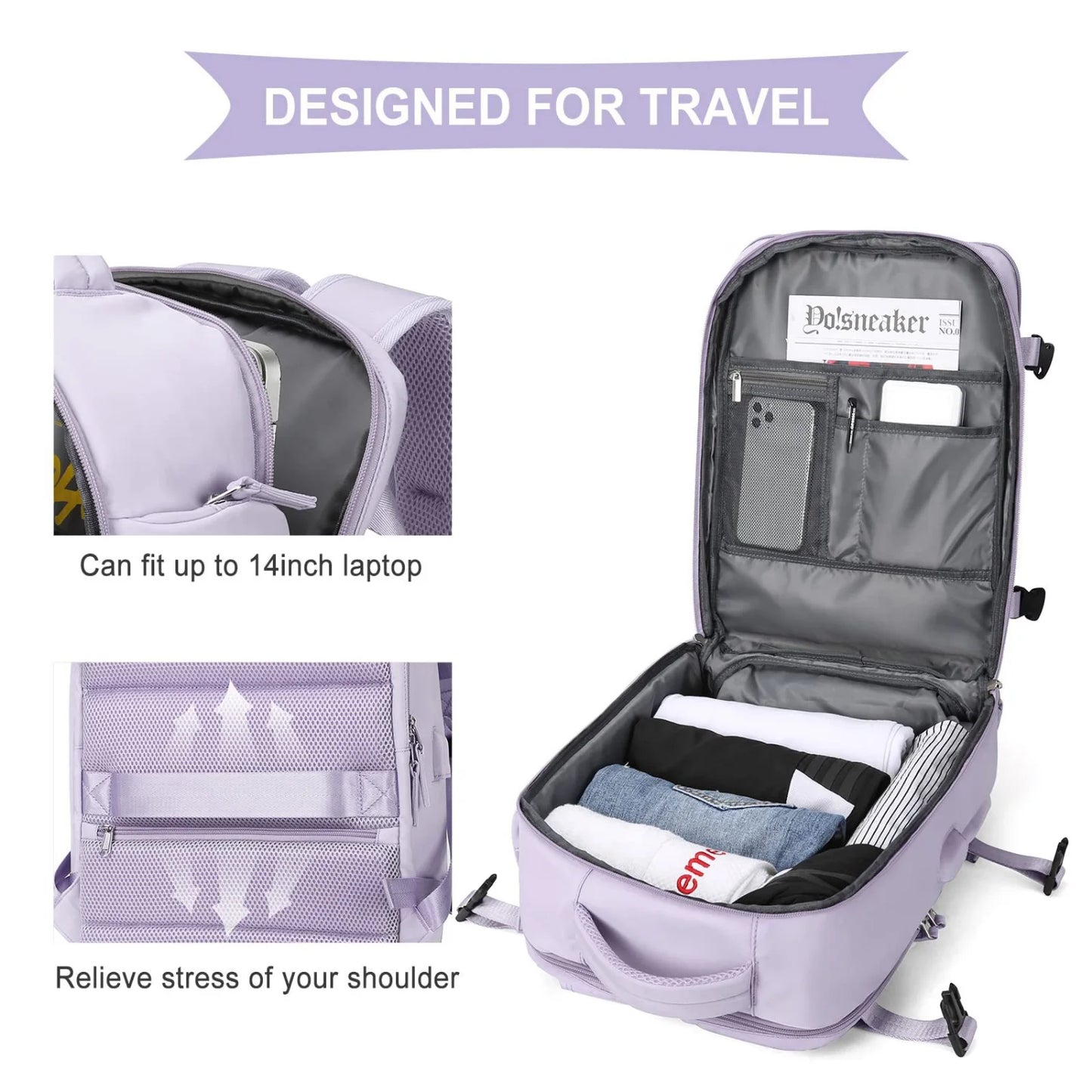 waterproof Lightweight Travel Backpack Bags Large Capacity Women's Multifunctional Suitcase USB Charging Woman airplane Luggage