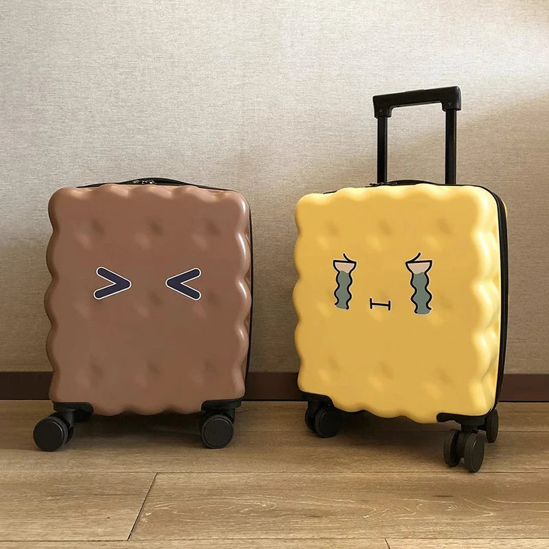 Cookie Suitcase Girl Small Size Luggage Lightweight Children's Suitcase on Wheels Cute Password Trolley Bags Students