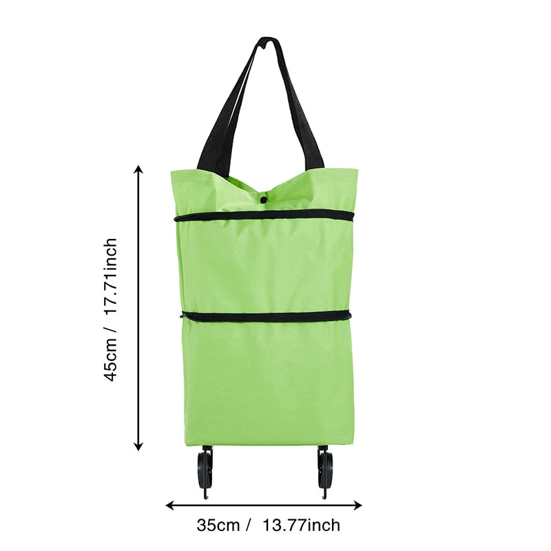 Folding Shopping Pull Cart Trolley Bag With Wheels Foldable Shopping Bags  Reusable Grocery Bags Food Organizer Vegetables Bag