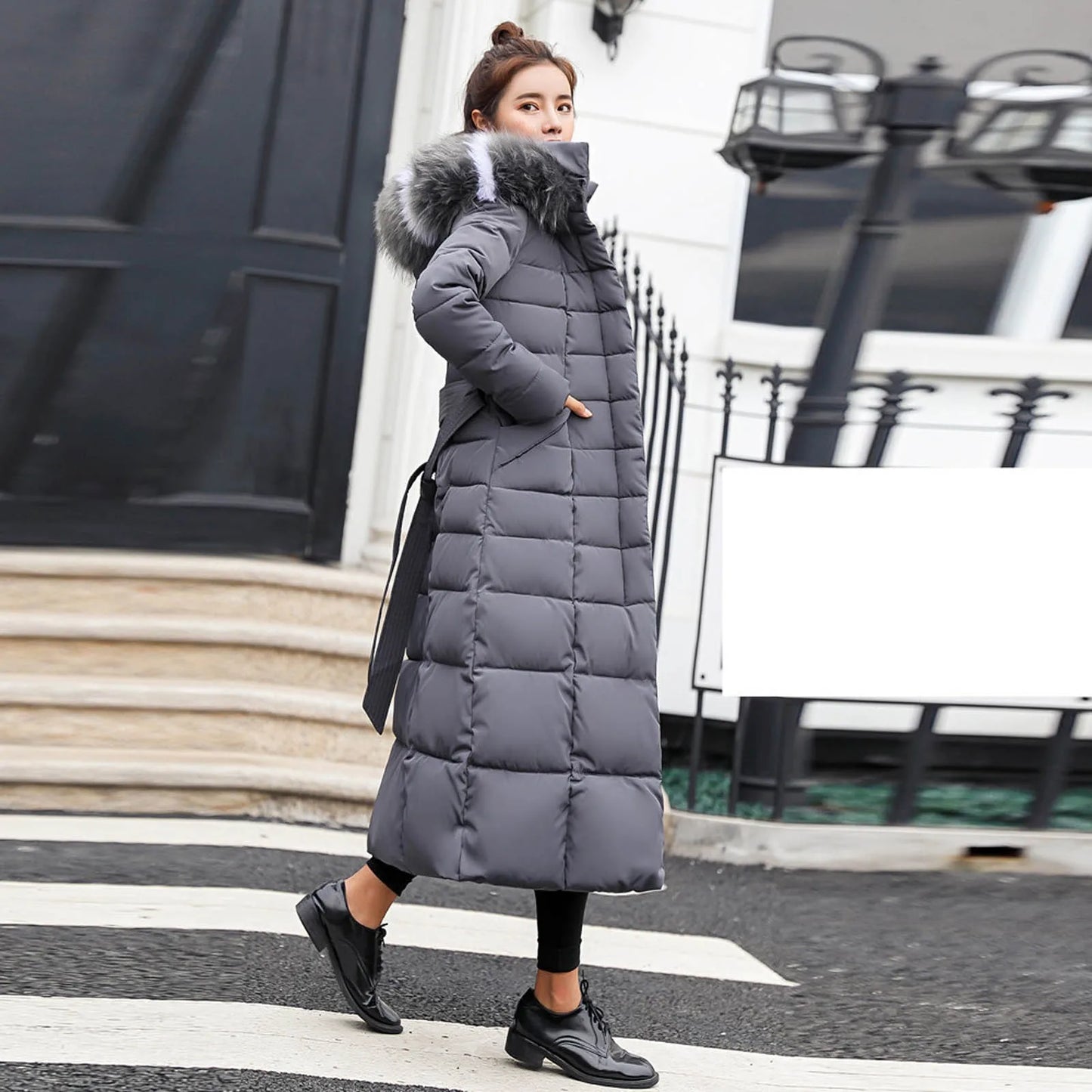 2023 New Winter Fashion Solid Warm Thick Down Coat Jacket With Fur Collar Y2K Oversize High Quality Hoodies Long Outwear Parka