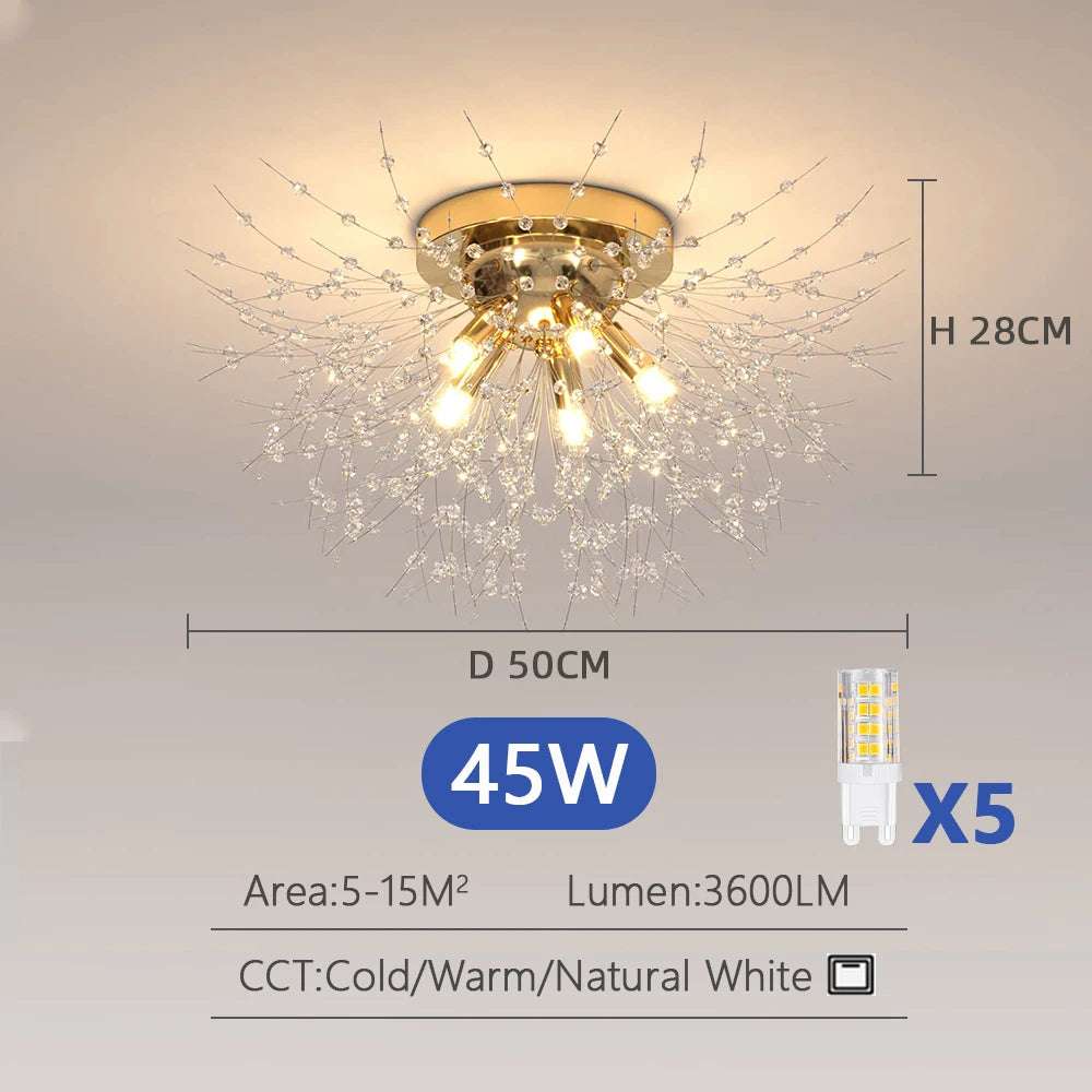 IRALAN Lustre LED Ceiling Lighting Dandelion Chandelier Dinning Living Room Personality Art Crystal Lamps Home Decor Lights