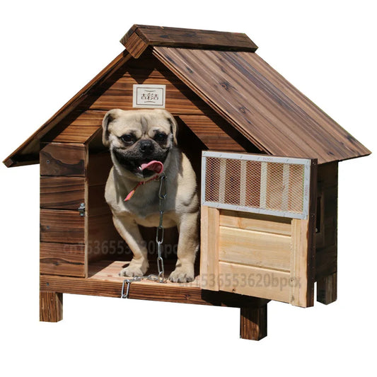 Outdoor Solid Wood Dog House Kennel Waterproof Leakproof Dog Cage for Small Medium Large Dogs Cats House with Door Window