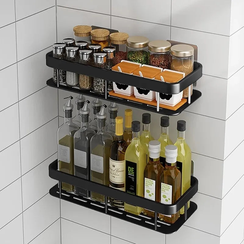 Bathroom Shelf No-drill Wall Mounted Shelves Shampoo Storage Rack Holder for Shower Square Aluminum Bath Organizer Accessories