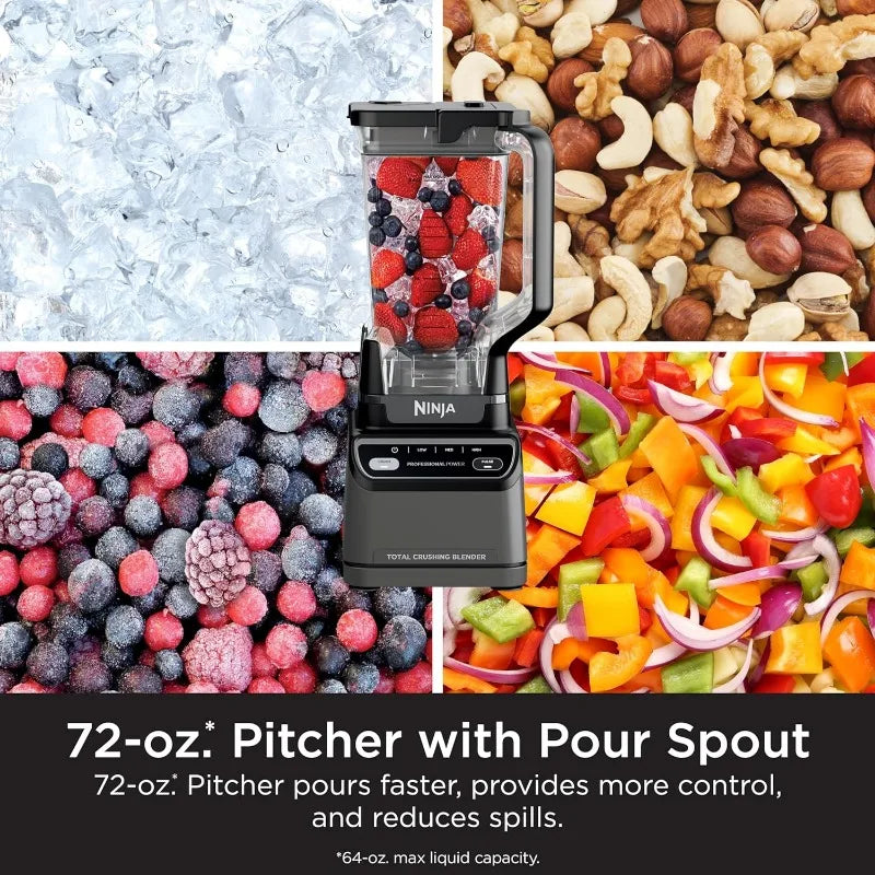 Ninja BR201AMZ Professional Blender 2.0, 1200 Watts, Auto-iQ Program, Total Crushing Blades, 72-oz. Pitcher, 4 Manual Speeds