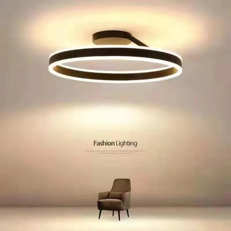 Nordic Ring Led Ceiling Chandelier Dimmable for Track Dining Living Room Center Table Bedroom Pendant Light Decor Luster Fixture