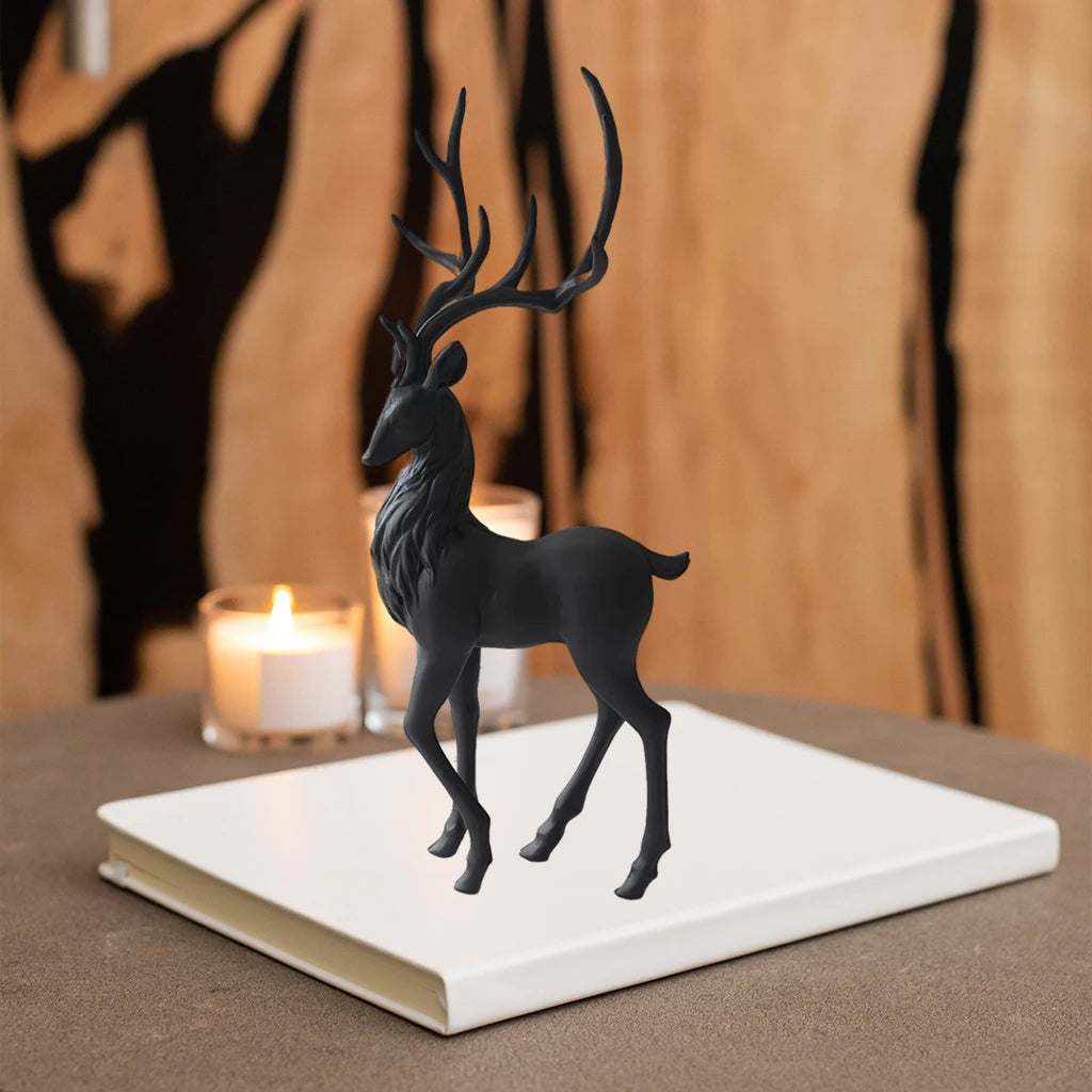 Deer Decoration Black Reindeer Ornaments for Shelf Living Room Craft Furnishings Elk Reindeer Ornaments Sculptures Home Decor