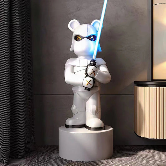 114cm High Lightsaber Bear Floor-standing Ornament, Living Room Home Decoration, Large Trendy Handheld Office Ornament