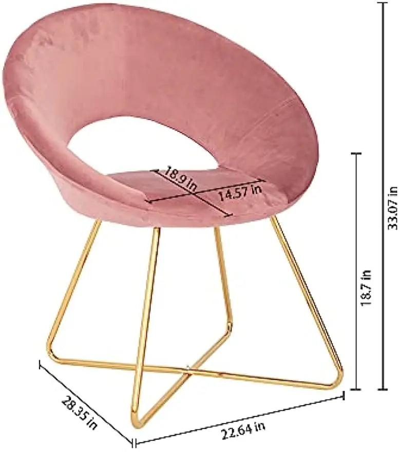 Modern Velvet Upholstered Make-up Stool Home Office Guest Reception Dining Leisure Lounge Chairs with Golden Legs Set of 1/2