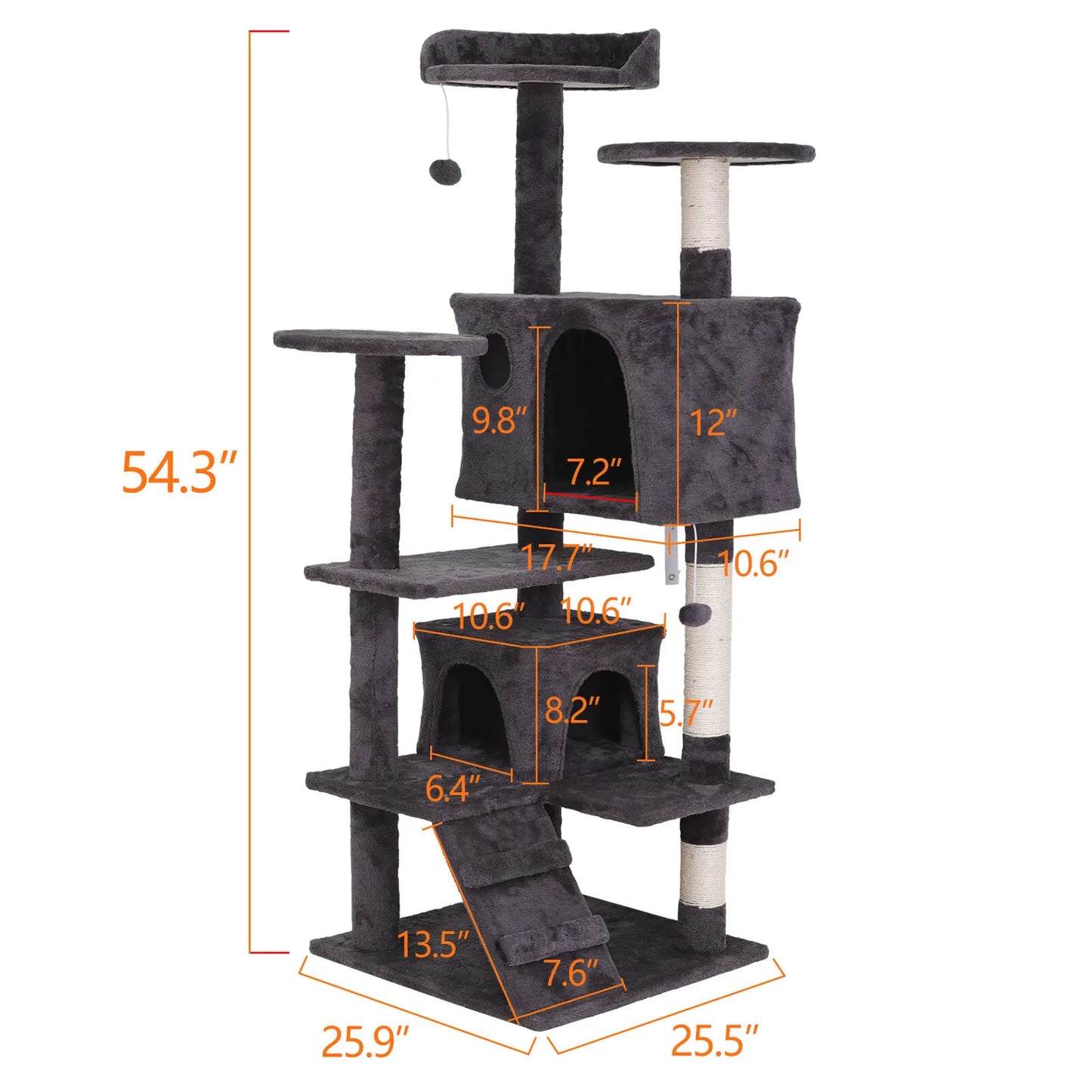 53" Cat Tree Activity Tower Pet Kitty Furniture with Scratching Posts Ladders