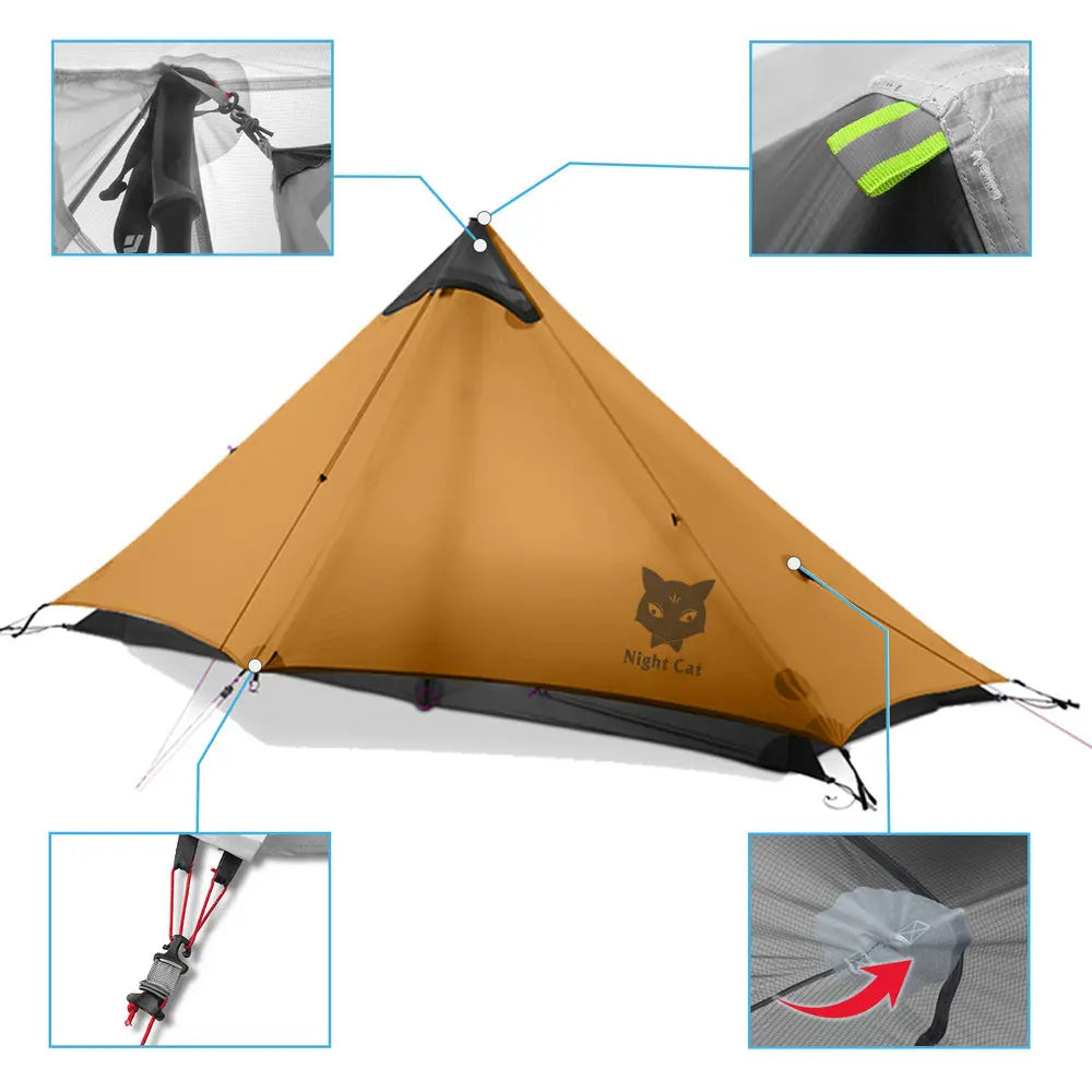 Night Cat Ultralight Tent 3 Season Outdoor Waterproof Backpacking Tent for 1-Person or 2-Person Camping Hiking