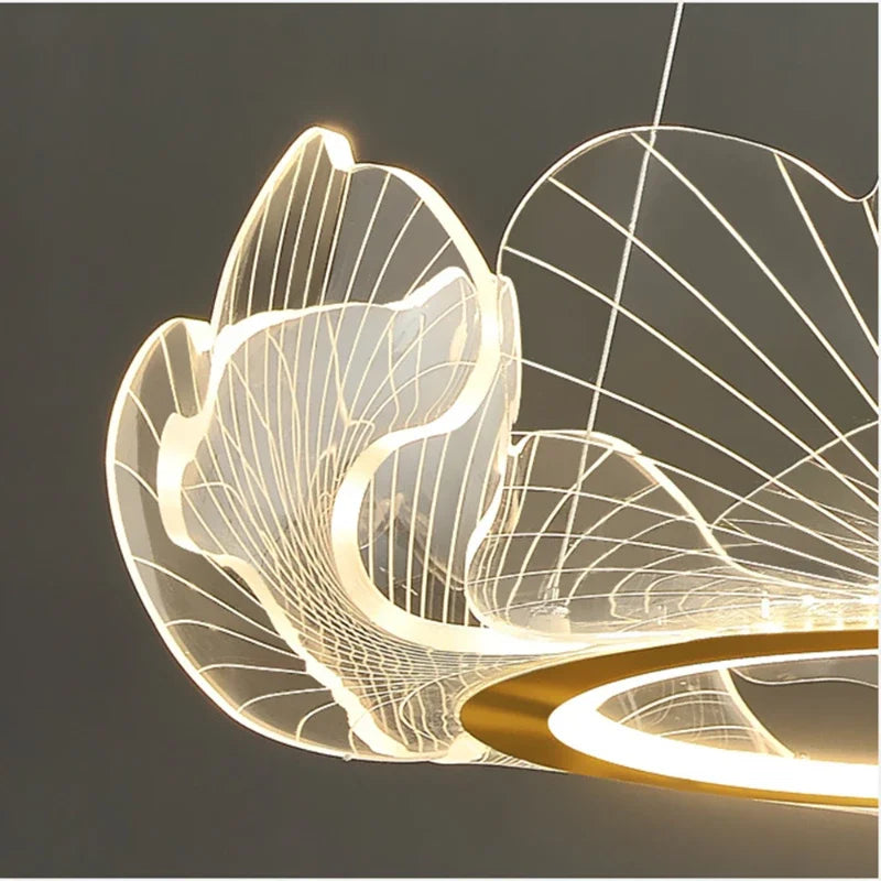 Modern LED Lotus Leaf Ring Ceiling Chandeliers For Living Room Dining Room Pendant Light Home Decor Hanging Lamp Luster Fixtures