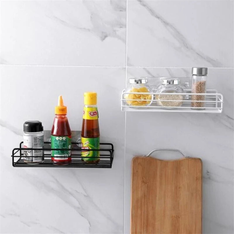 Japanese-style Wrought Iron Bathroom Shelf Wall-mounted Shower Gel Storage Rack Toilet Free Punch Toiletry Stand