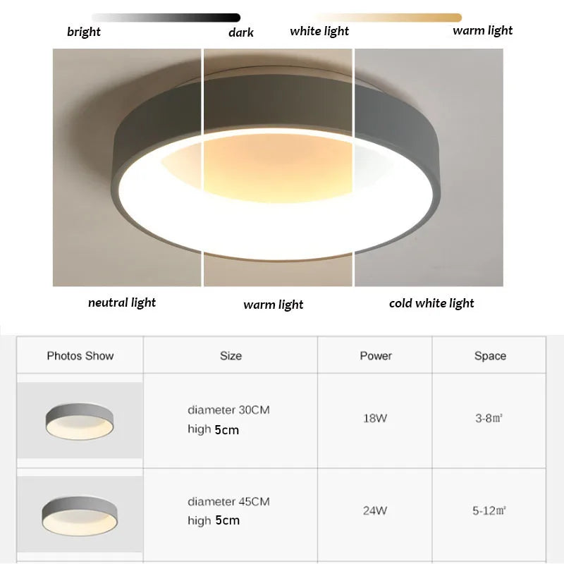 Nordic Led Round Ceiling Light Modern Wall Lamp Home Decor Indoor Porch Lights Bedroom Bedside Lamps with Remote Control Lustre