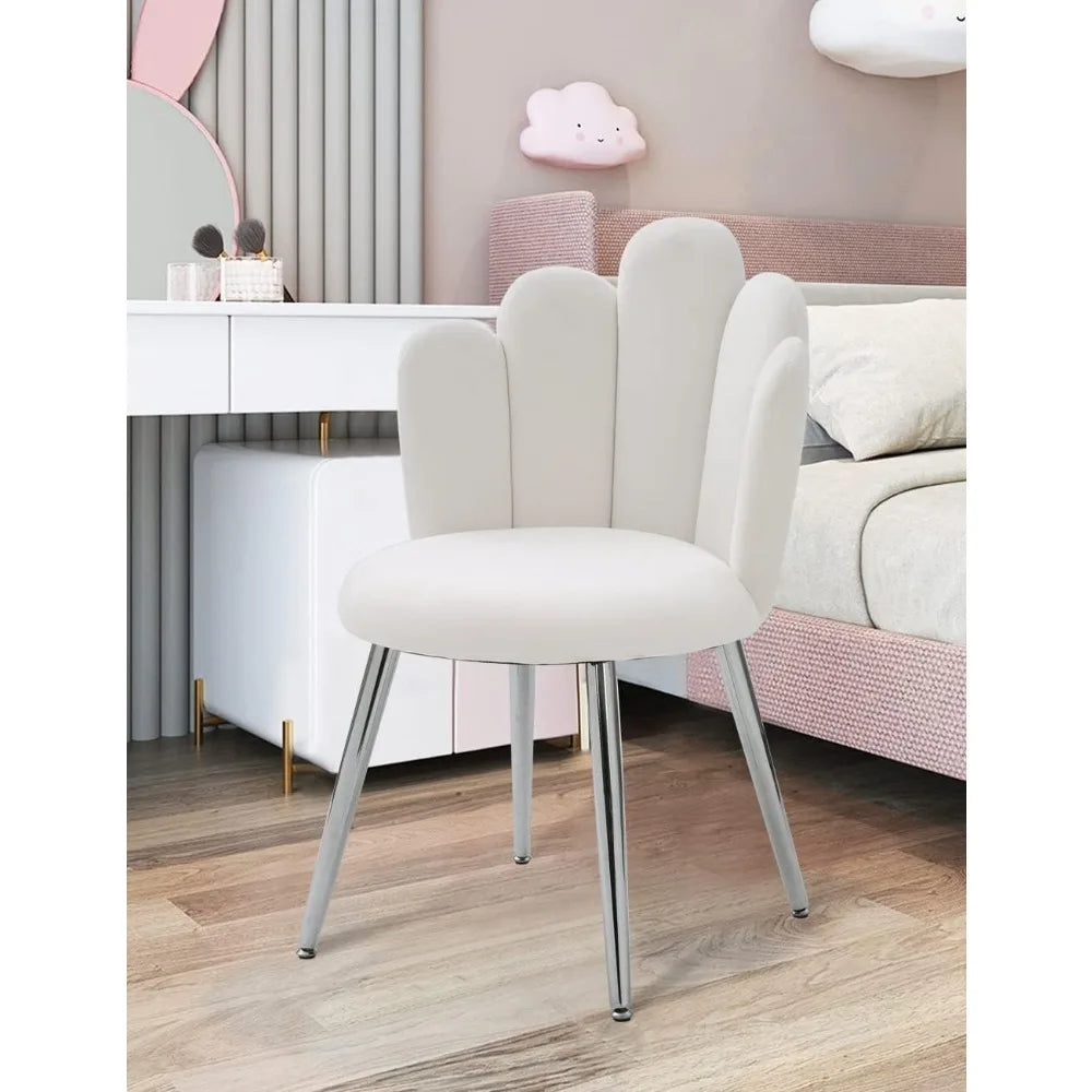 Vanity Chair for Makeup Room, Modern Accent Chair for Living Room Bedroom, Velvet Chair with Back Support and Metal Legs