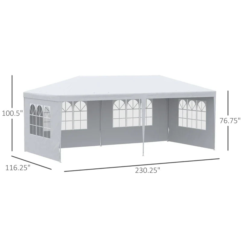 White Large Gazebo Canopy Party Tent with 4 Removable Window Side Walls, Outdoor Events,For outdoor backyard gardens