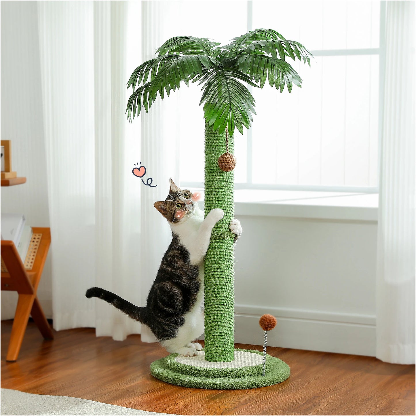 Cat Scratching Post Cat Scratcher for Large Cats with Interactive Balls Sisal Covered Kitten Scratch Posts for Indoor Cats