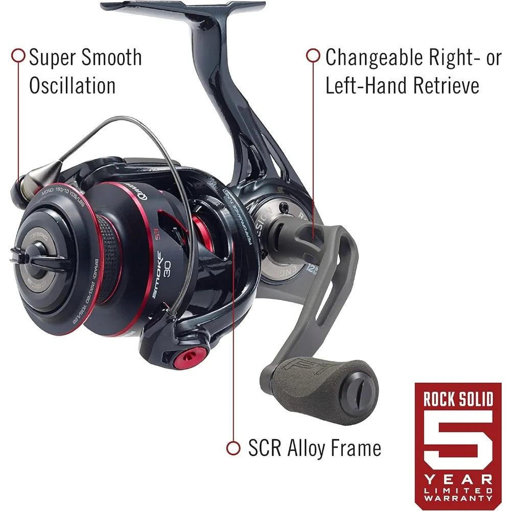 Fishing Reel, Changeable Right- or Left-Hand Retrieve, Continuous Anti-Reverse Clutch with NiTi Indestructible Bail, Black