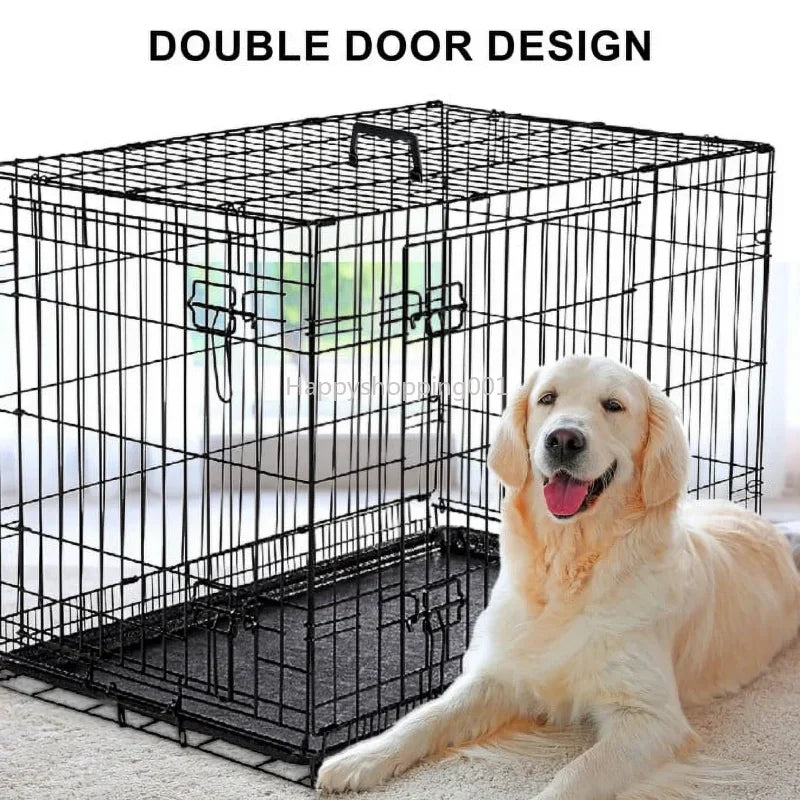 SUGIFT 42 inch Dog Crate, Two Door Provalue Wire Dog Crate, Black