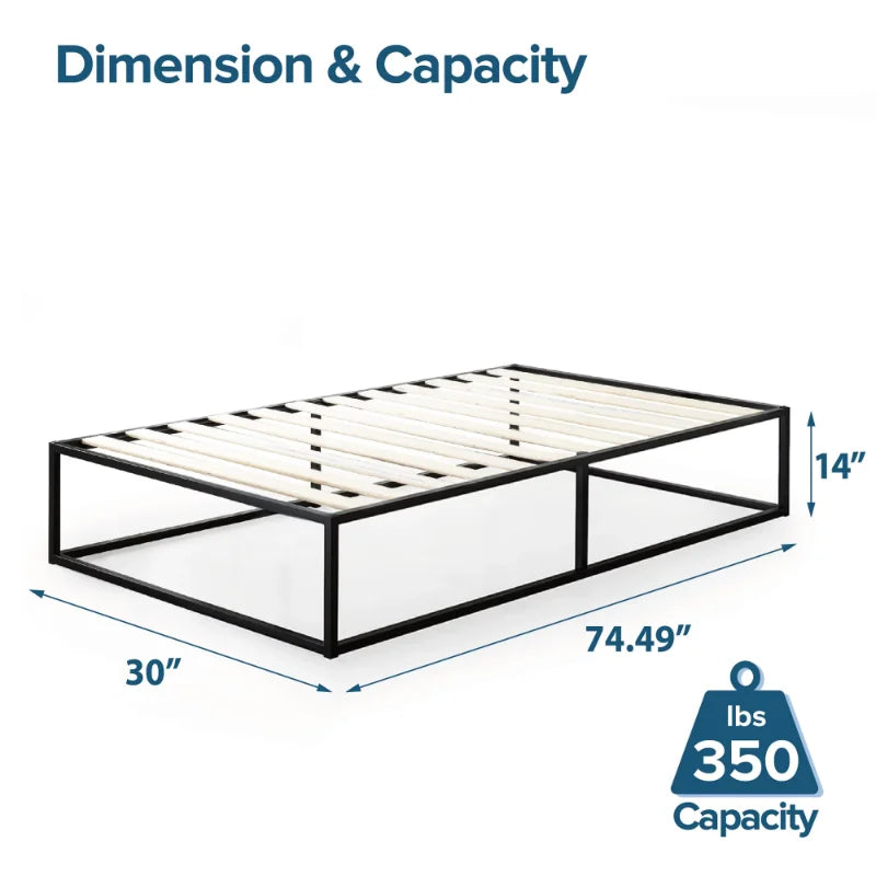 Zinus Joseph 14" Metal Platform Bed Frame, Narrow Twin bedframe bedroom furniture