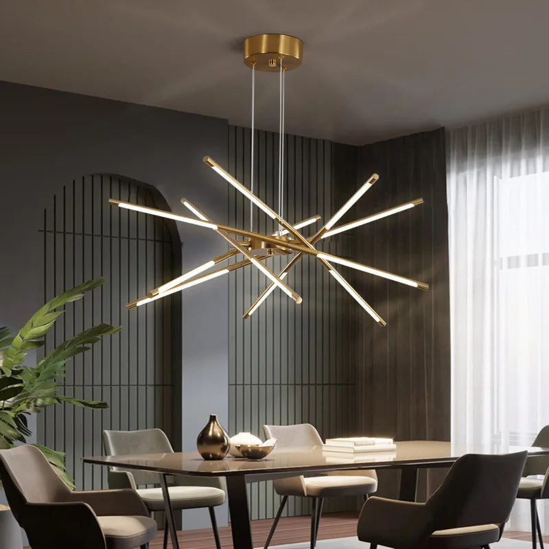 Designer Stick Shape Chandelier for Living Room Dining Tables Kitchen Island Loft Ceiling Suspension LED Lighting Fixtures Decor