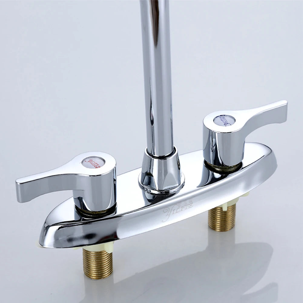 Double Hole Handle Kitchen Faucet Brass Rotary Hot And Cold Basin Sink Mixer Tap Sink Water Mixer Washbasin Kitchen Faucet