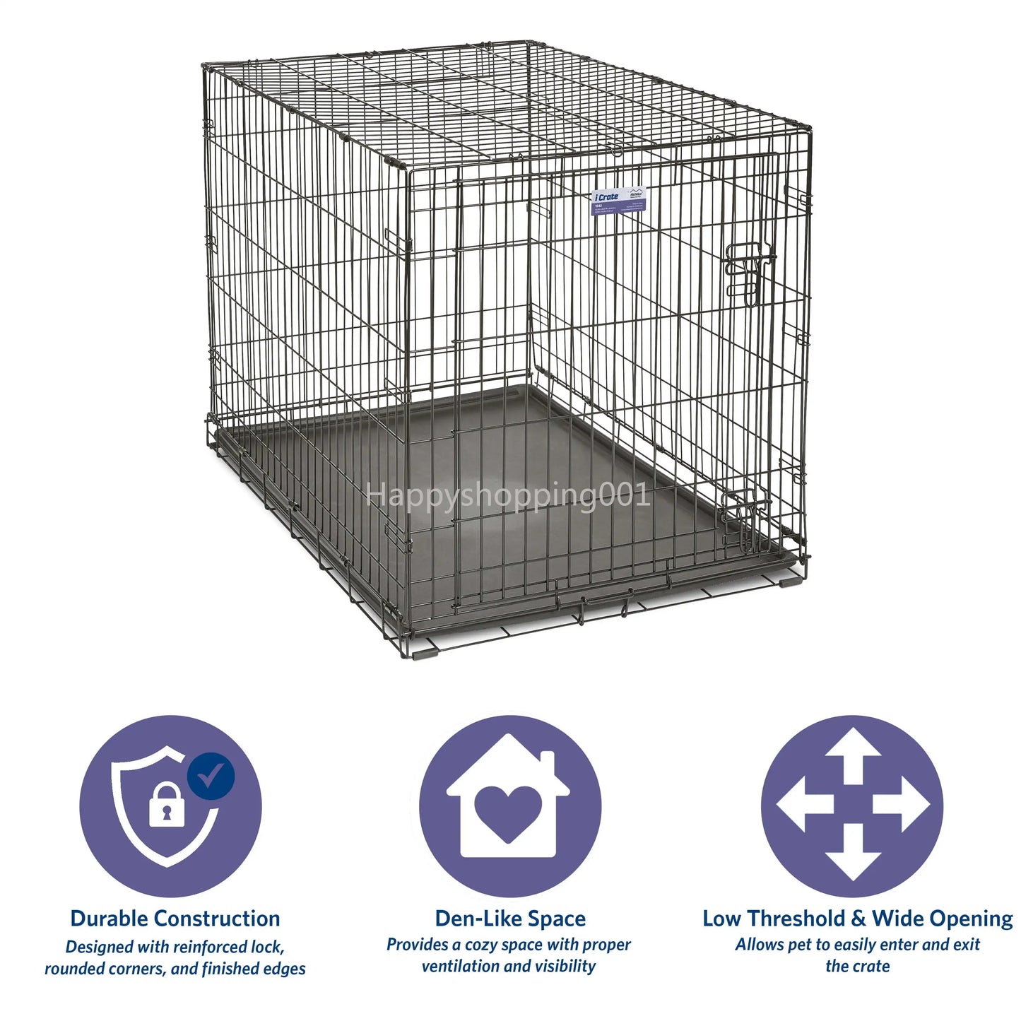 Newly Enhanced Single Door Dog Crate, Includes Leak-Proof Pan, Floor Protecting Feet, Divider Panel & New Patented, 42 Inch