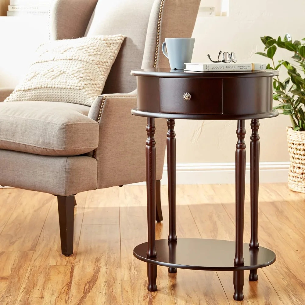 Coffee table home veneer / side table, solid wood partition, suitable for living room, espresso