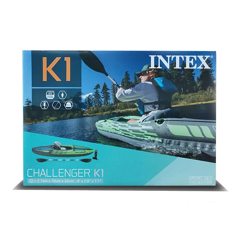 Outdoor Single Kayaker INTEX 68305 Inflatable Rubber Boat 1 Person Assault Boat With Inflatable Seat Recreational Fishing Boat