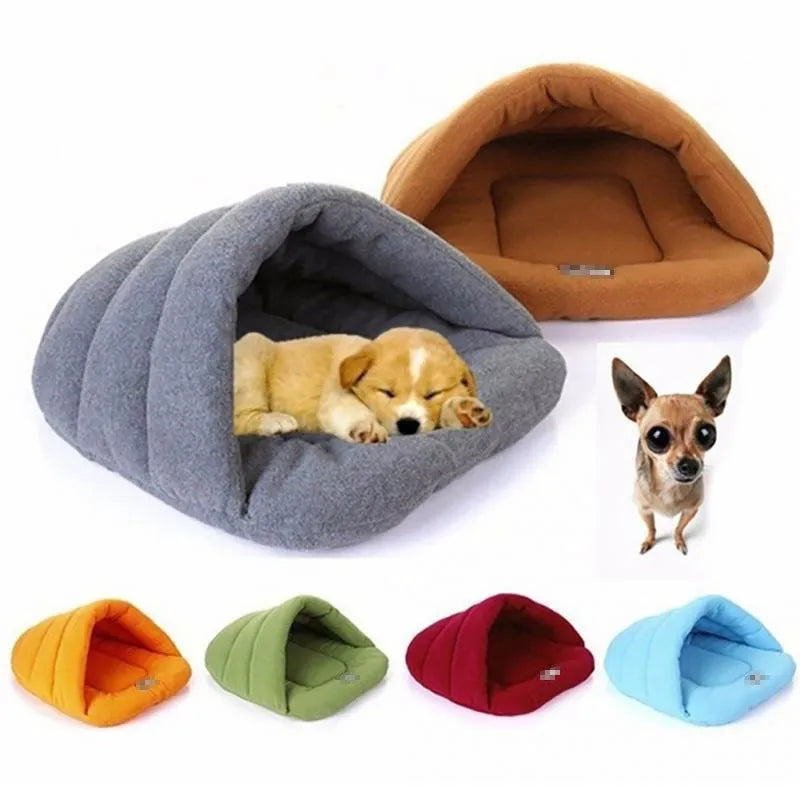 Soft Polar Fleece pet Dog Beds Winter Warm Pets Heated Mat Small Dog Kennel House for Puppy Cats Sleeping Bag Nest Cave Beds