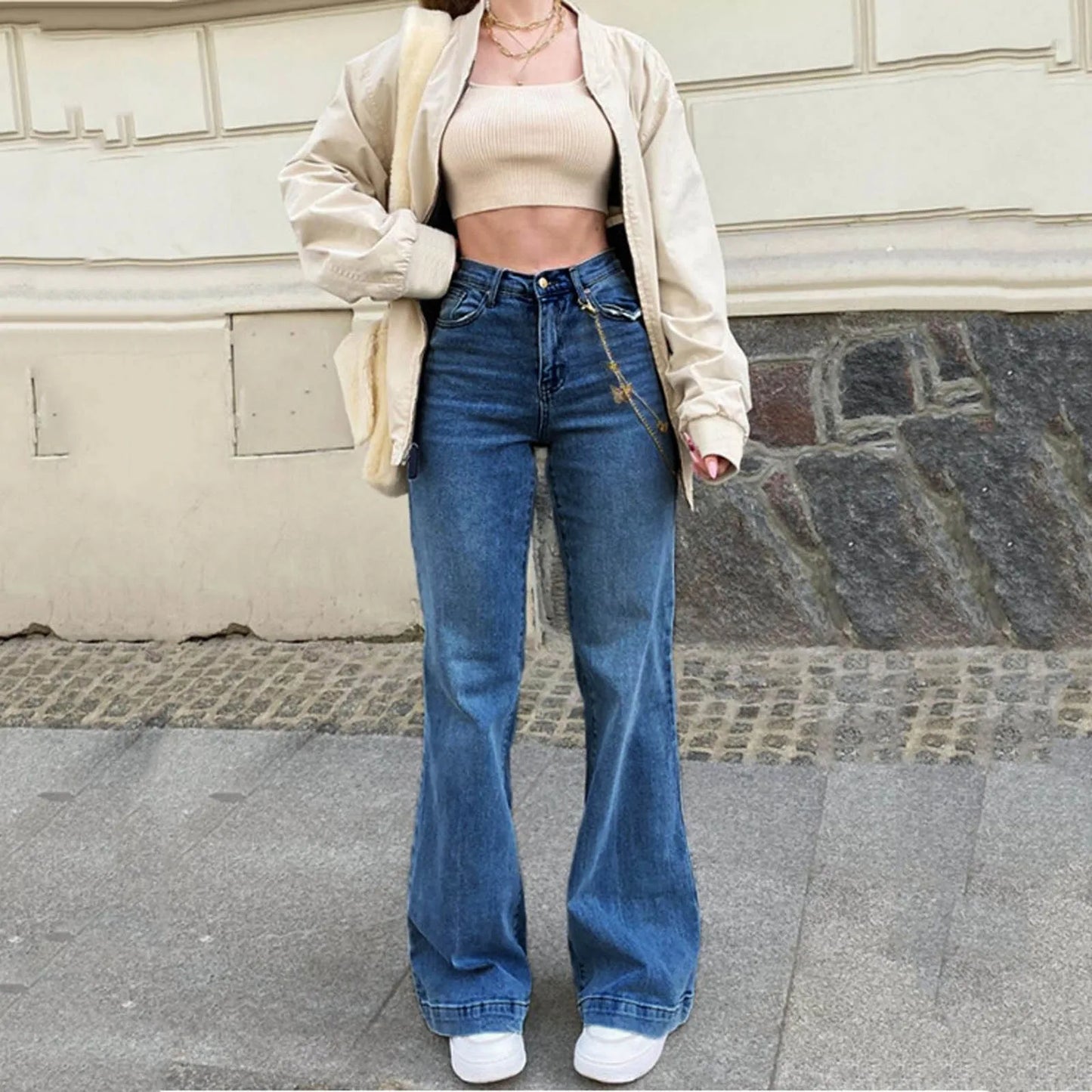 Fashion Bell Bottom Jeans For Women High Waisted Flare Jeans For Women Stretchy Bell Bottoms Pants Womens Pants With Pockets