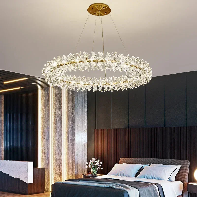 Modern Pendant Lights Living Room Bedroom Round Ceiling Chandelier Interior Decoration Luxury Crystal Chandelier Personalized