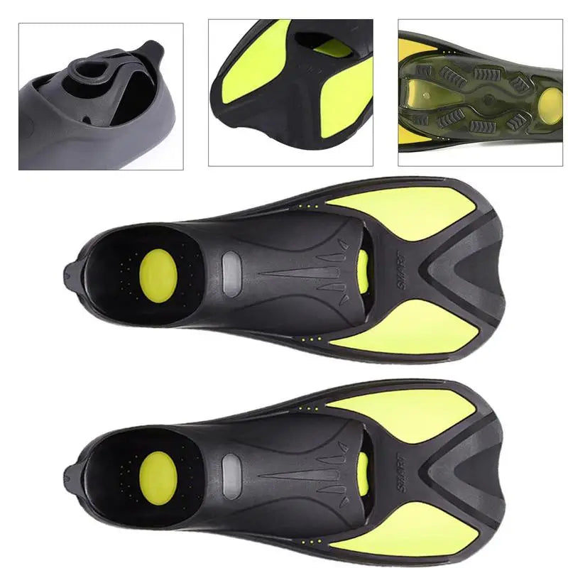 Snorkel Fins Short Swim Fins Adult Snorkel Fins Full Foot Swim Flippers Travel Size for Snorkeling Diving Swimming Supplies