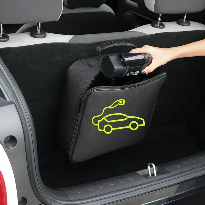 EV cable storage bag, jumper cable bag, storage and organizer for cables, wires and hoses, portable EV charger cable storage bag