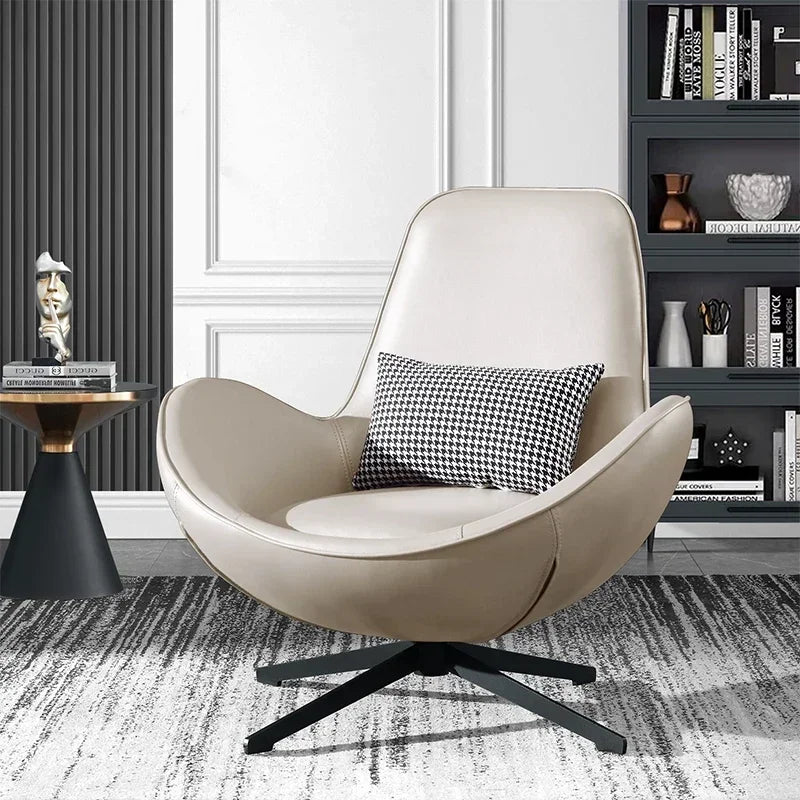 European Design Chair Office Black Metal Leg Cushions Leather Relaxing Bedroom Events Interior Sillas Salon Modern Furniture