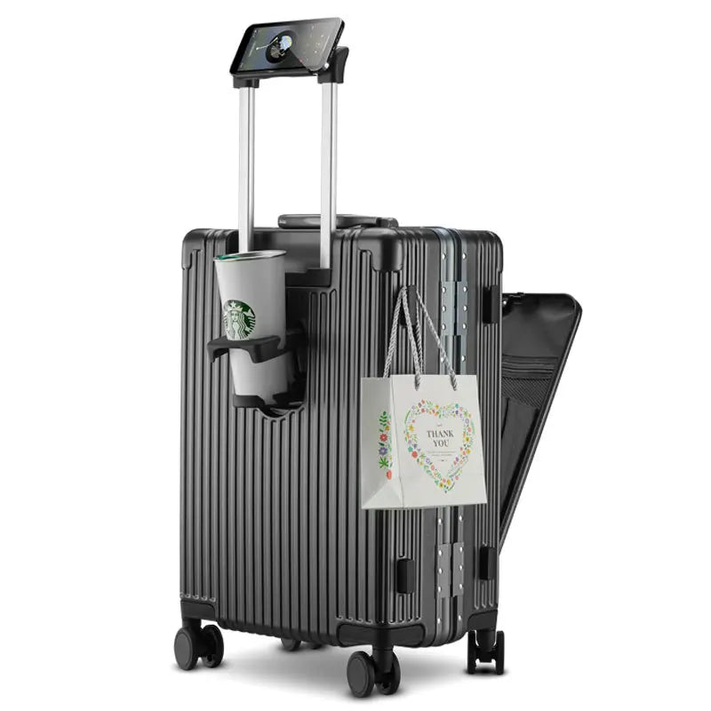 2023 New Multi-Functional Luggage Trolley 20 Inch Universal Wheel Boarding Bag USB Front Open Side Open Computer Travel Suitcase