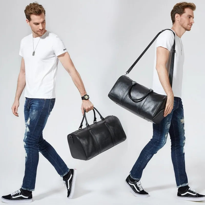 Genuine Leather Travel Weekender Overnight Duffel Bag Gym Sports Luggage Tote Duffle Bags for Men