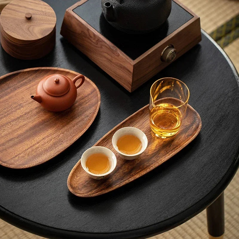 Whole Wood Lovesickness Wood Irregular Oval Solid Wood Pan Plate Fruit Dishes Saucer Tea Tray Dessert Dinner Plate Tableware Set