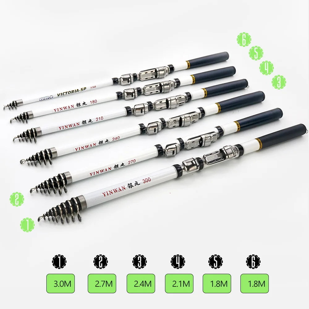 JOSBY Telescopic Spinning Fishing Rod FRP Ultralight Mini Carp Feeder Portable Sea Travel Pole 1.5M 1.8M 2.1M 2.4M 2.7M 3.0M