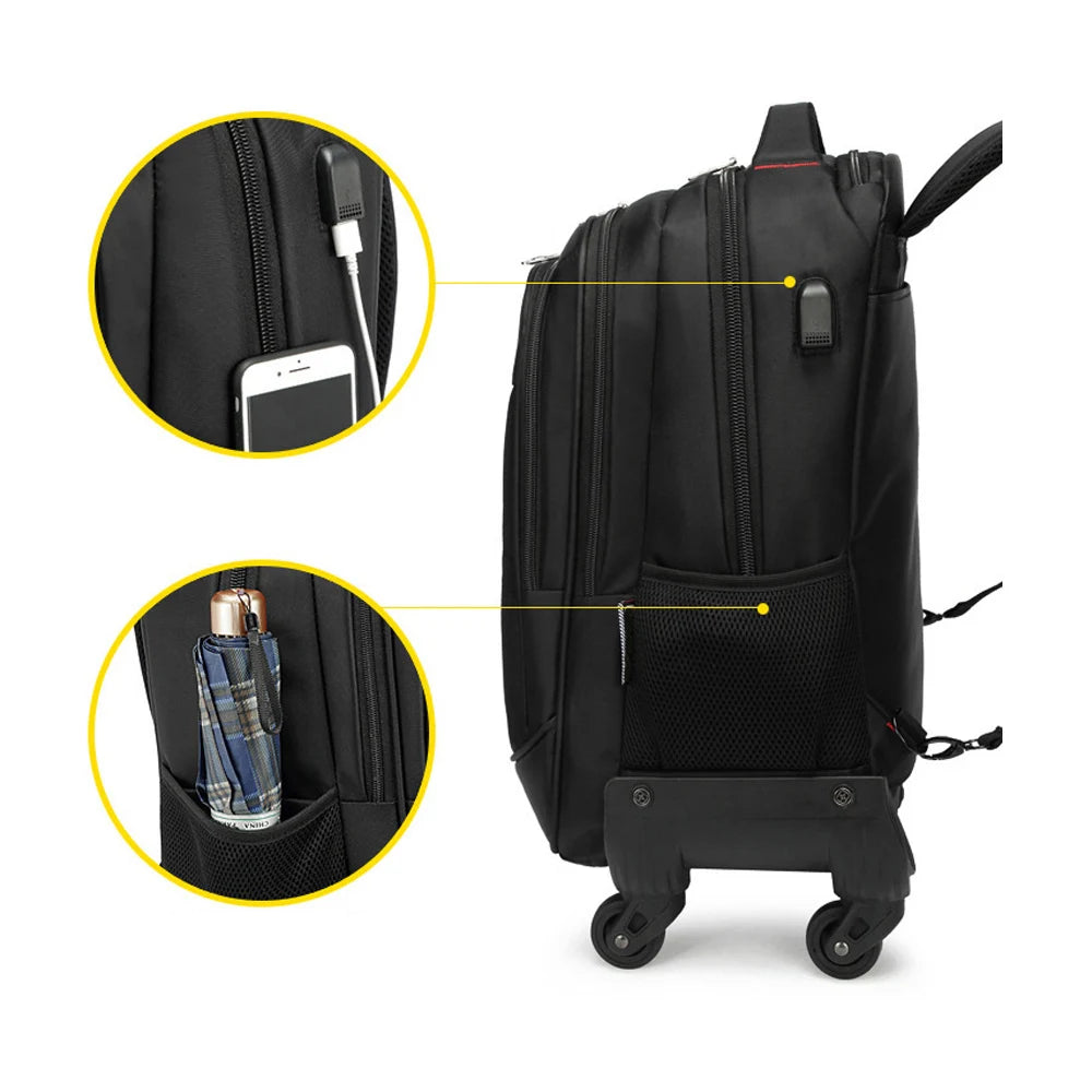 18 Inches Oxford Cloth Men/Women Suitcase Trolley Travel Case With Spinner Multi Compartment Boarding Bag 50 Liter Capacity