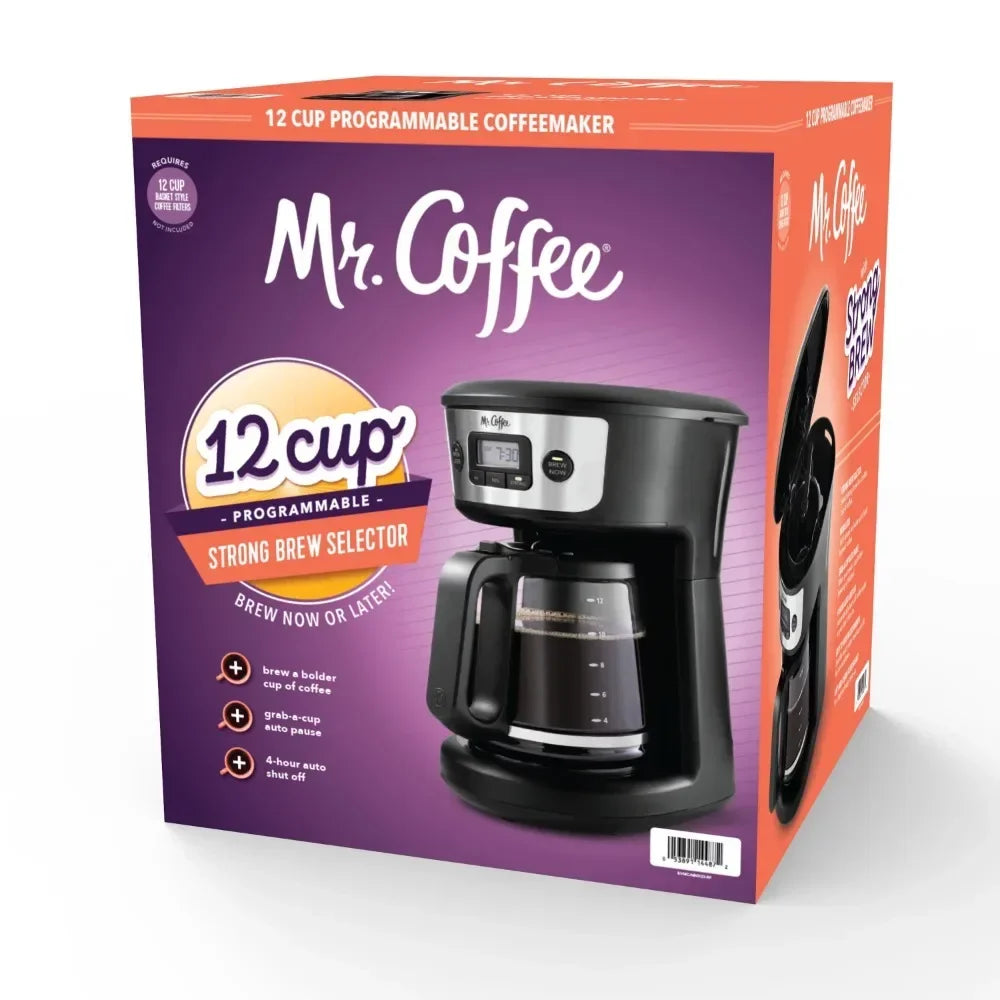 12-Cup Programmable Coffee Maker with Strong Brew Selector, Stainless Steel