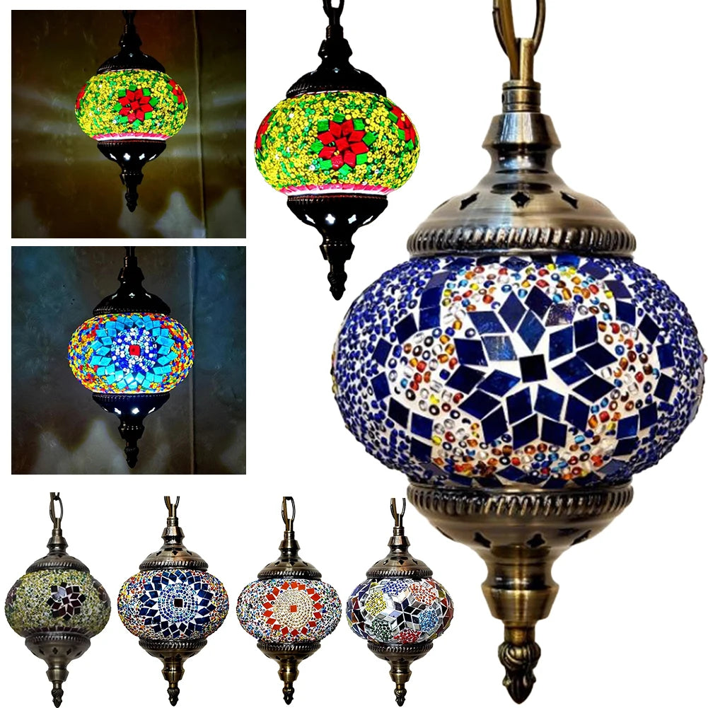 Decorative Glass Globe Fixture E27 Bar Restaurant Mediterranean Pendant Light Exotic Turkish Style Classical Homestay Chandelier