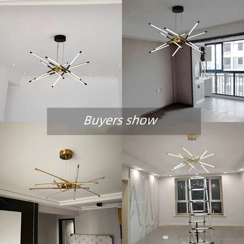 Designer Stick Shape Chandelier for Living Room Dining Tables Kitchen Island Loft Ceiling Suspension LED Lighting Fixtures Decor