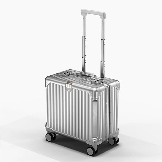 2023 Aluminum Magnesium Alloy Luggage Men/Women Travel Suitcase With Telescopic Pull Rod Spinner Size:43-25-40cm