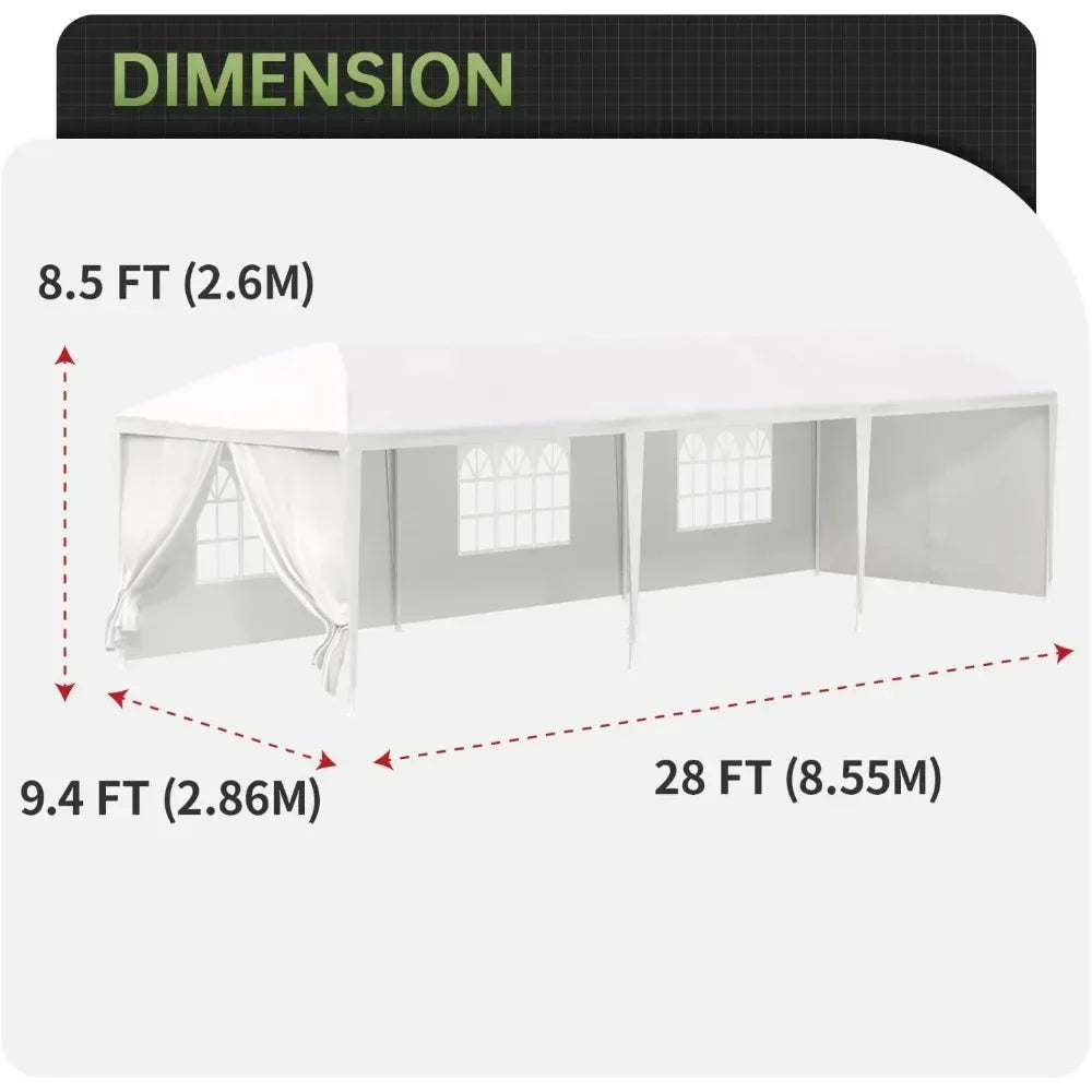 10x30 Outdoor Canopy Patio Tent Camping Gazebo Events with 5 Removable Walls for [Party] Wedding BBQ Cater